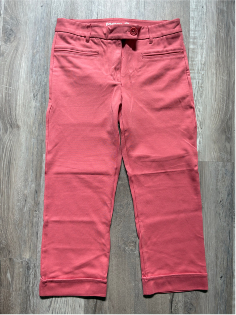 Betabrand Dress Pant Yoga Pants Coral Pink Cropped Cuffed Crop M Petite MP
